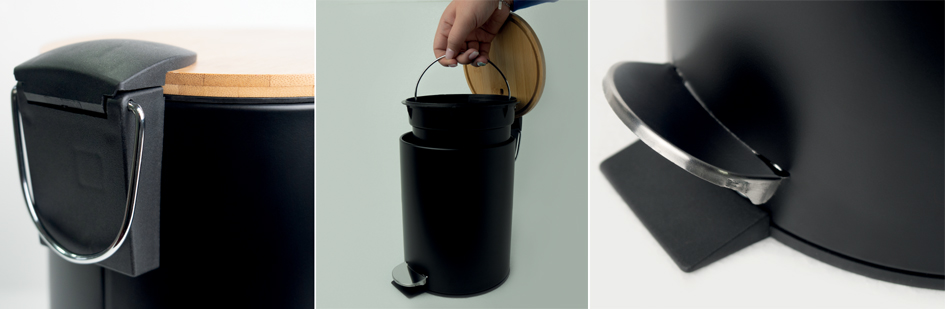 helit Tret-Abfallbehälter , the bamboo, , 3 Liter, schwarz von helit