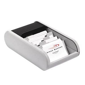 helit Visitenkartenbox lichtgrau/schwarz, für bis zu 300 Visitenkarten helit Visitenkartenbox lichtgrau/schwarz, für bis zu 300 Visitenkarten von helit
