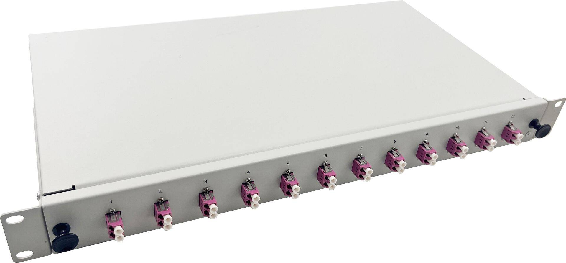 Helos LWL 19 Spleissbox 12 x LC Duplex OM4 spleißfertig grau (375558) von helos