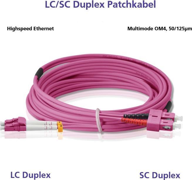 Helos - LWL Patchkabel - SC Duplex-Mode - LC Duplex-Mode - 3 m - 50/125 Mikrometer - OM4 - erikaviolett von helos