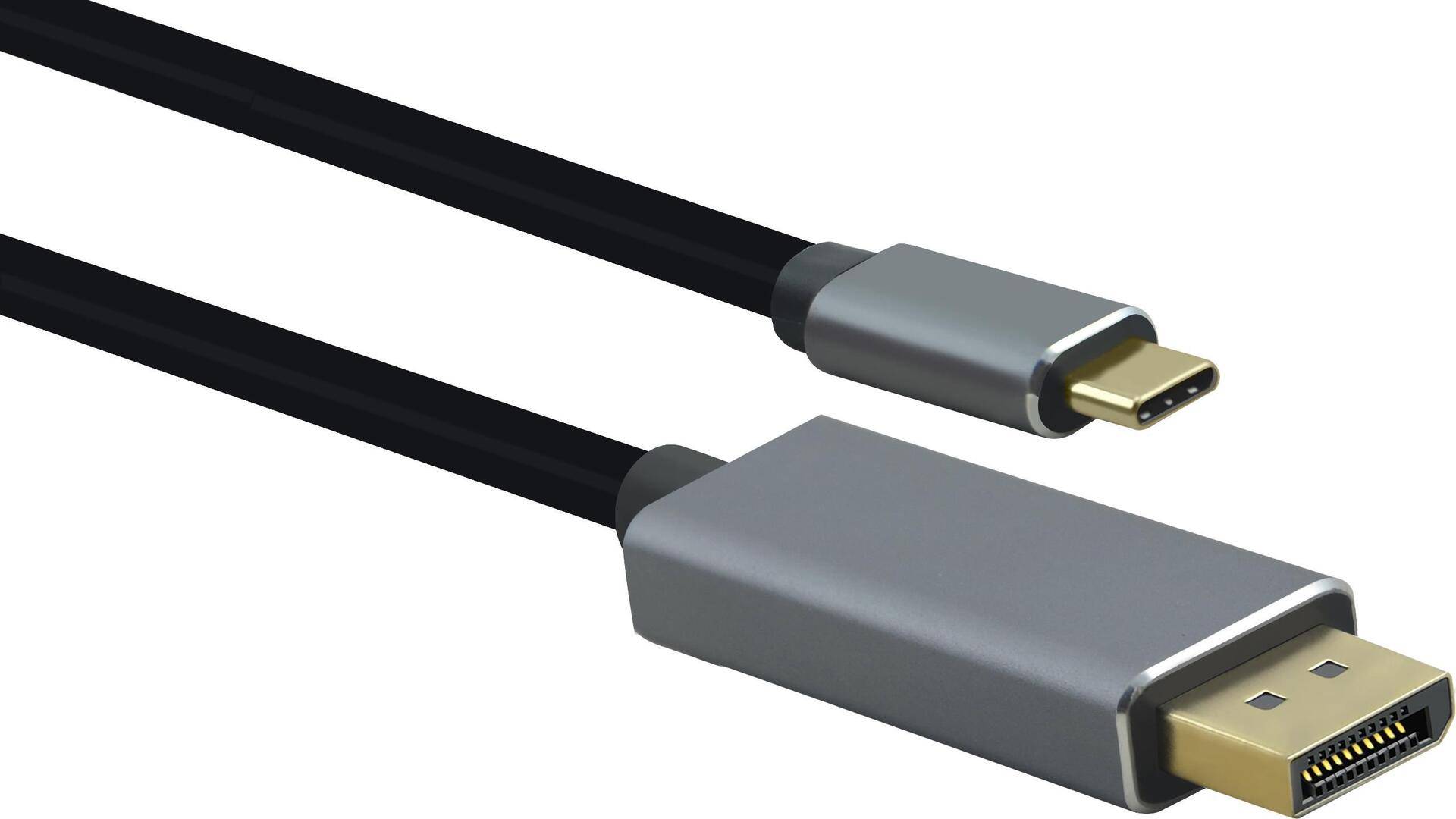 Helos PREMIUM - DisplayPort-Kabel - USB-C (M) zu DisplayPort (M) - USB 3.1 / DisplayPort 1.2 - 1.8 m - 4K Unterstützung - Schwarz von helos
