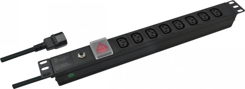 Helos PROFESSIONAL - Stromverteilungseinheit (Rack - einbaufähig) - Wechselstrom 250 V - 2500 Watt - Eingabe, Eingang IEC 60320 C14 - Ausgangsanschlüsse: 8 (8x IEC 60320 C13) - 1U - 48.3 cm (19) - 2 m Schnur - Schwarz von helos