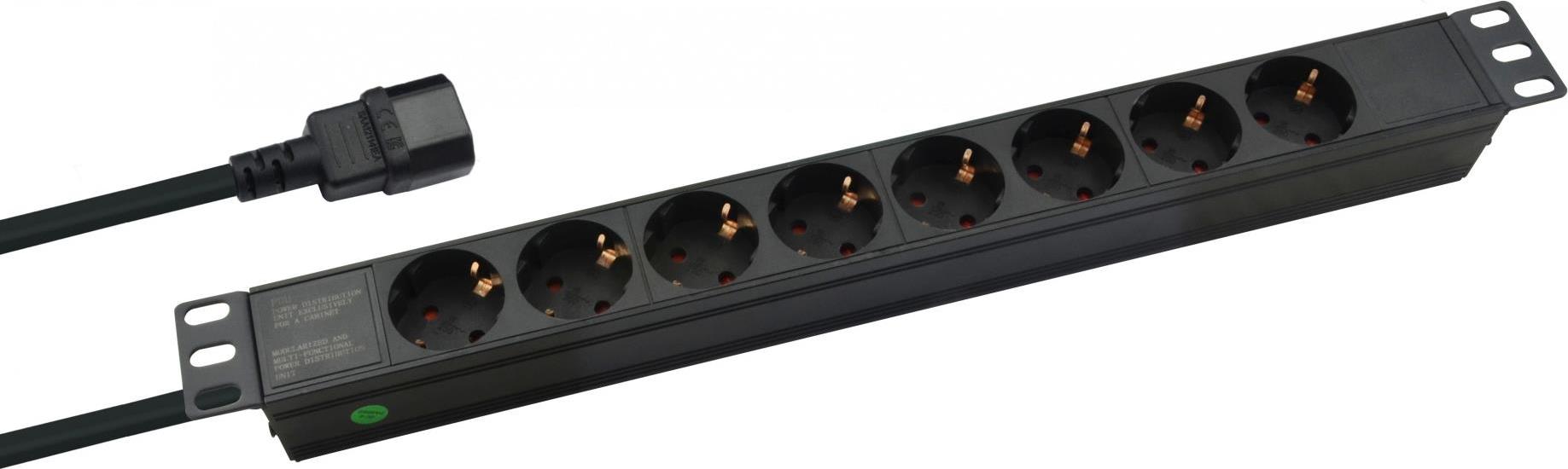 Helos PROFESSIONAL - Stromverteilungseinheit (Rack - einbaufähig) - Wechselstrom 250 V - 2500 Watt - Eingabe, Eingang IEC 60320 C14 - Ausgangsanschlüsse: 8 - 1U - 48.3 cm (19) - 2 m Schnur - Schwarz von helos