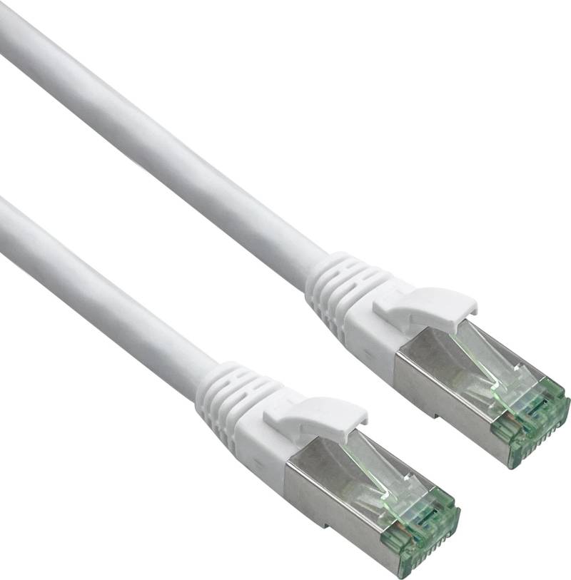 Herweck Helos - Patch-Kabel - RJ-45 (M) zu RJ-45 (M) - 30,0m - 6 mm - SFTP, PiMF - CAT 7 (Kabel) / CAT 6a (Anschlüsse) - geschirmt, halogenfrei, geformt, ohne Haken, verseilt, Knickschutzmanschette - weiß (363753) von helos