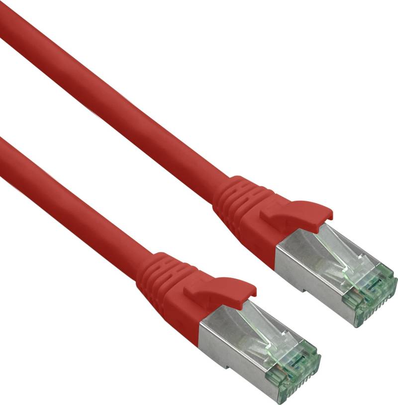 Herweck Helos - Patch-Kabel - RJ-45 (M) zu RJ-45 (M) - 30,0m - 6 mm - SFTP, PiMF - CAT 7 (Kabel) / CAT 6a (Anschlüsse) - geschirmt, halogenfrei, geformt, ohne Haken, verseilt, Knickschutzmanschette - Rot (363766) von helos