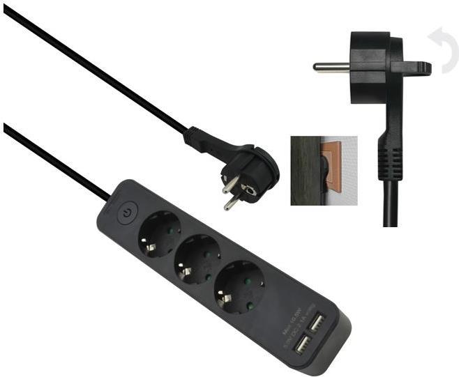 Helos Steckdosenleiste ADVANCED, 5-fach, USB-Charger schwarz, 1,5m, mit Schalter Robustes ansprechendes Design , 1,5m Zuleitung , Leiterquerschnitt: 1,5 mm² , Kabeltyp: H05VV-F 3G1.5mm , mit Druck-Schalter , 5 Schutzkontaktsteckdosen 45° gedreht , mit 2 USB Charger 2.4A Max. , mit Berührungsschutz , belastbar bis zu 16 A/250V (3500 Watt) , VDE, CE und GS-Zertifiziert , Farbe: schwarz (286666) von helos