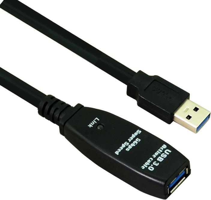 Helos - USB-Verlängerungskabel - USB Typ A (M) zu USB Typ A (W) - USB 3.1 - 10 m - aktiv - Schwarz von helos