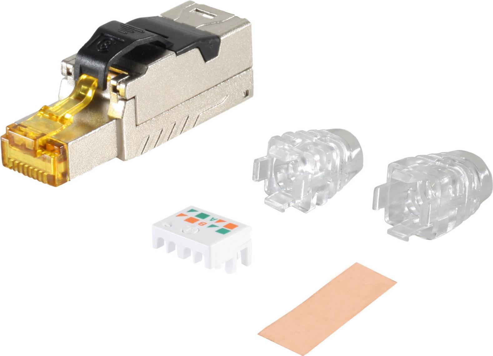 Helos feldkonfektionierbarer Cat 8.1 Stecker - Anschlüsse: Schneidklemme auf RJ45 Stecker - Kategorie 8.1 bis max. 2000 MHz - 40 Gbit/s bis max. 30m - Metall-Stecker - vollgeschirmt - geeignet für AWG22 bis AWG 24, CAT 8.1 - Gehäuse Material: Zinklegierung (08-45001) Helos feldkonfektionierbarer Cat 8.1 Stecker - Anschlüsse: Schneidklemme auf RJ45 Stecker - Kategorie 8.1 bis max. 2000 MHz - 40 Gbit/s bis max. 30m - Metall-Stecker - vollgeschirmt - geeignet für AWG22 bis AWG 24, CAT 8.1 - Gehäuse Material: Zinklegierung (08-45001) von helos