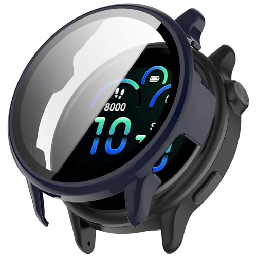 Passend für Garmin Vivoactive 6 Displayschutzfolie, harte PC-beschichtete Stoßfängerabdeckung, vollständige Abdeckung, Schutzhüllen, Rahmen aus gehärtetem Glas, für Garmin Vivoactive 6 Smartwatch von hengkang