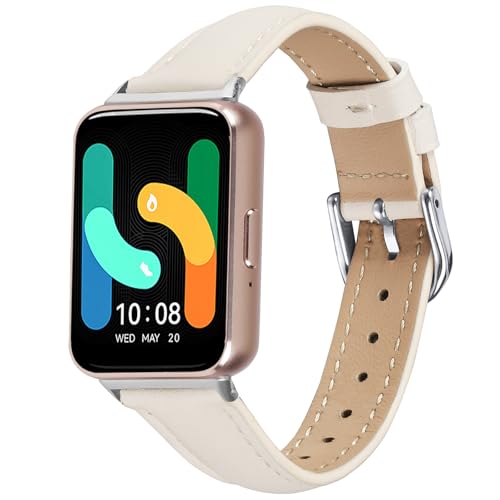 Passend für Samsung Galaxy Fit3 Uhrenarmbänder für Damen und Herren, stilvolles Leder-Ersatzband, Armband, Zubehör, passend für Samsung Galaxy Fit 3 (SM-R390) Smartwatch (Beige) von hengkang