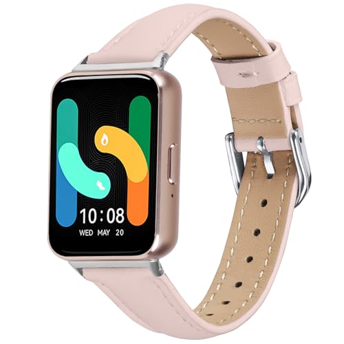 Passend für Samsung Galaxy Fit3 Uhrenarmbänder für Damen und Herren, stilvolles Leder-Ersatzband, Armband, Zubehör, passend für Samsung Galaxy Fit 3 (SM-R390) Smartwatch (Rosa) von hengkang
