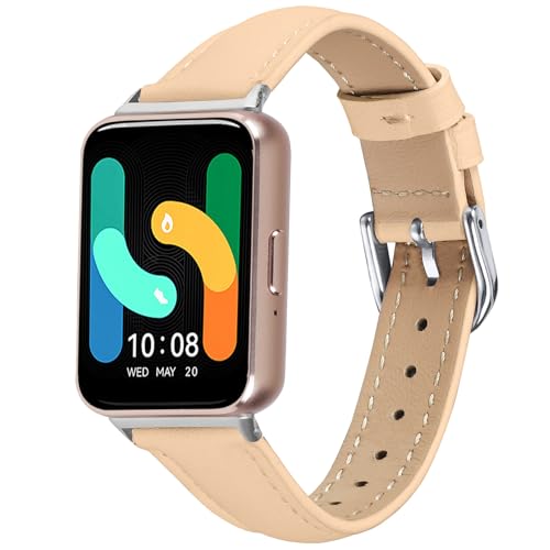 Passend für Samsung Galaxy Fit3 Uhrenarmbänder für Damen und Herren, stilvolles Leder-Ersatzband, Armband, Zubehör, passend für Samsung Galaxy Fit 3 (SM-R390) Smartwatch (apricot) von hengkang