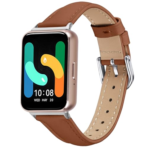 Passend für Samsung Galaxy Fit3 Uhrenarmbänder für Damen und Herren, stilvolles Leder-Ersatzband, Armband, Zubehör, passend für Samsung Galaxy Fit 3 (SM-R390) Smartwatch (braun) von hengkang