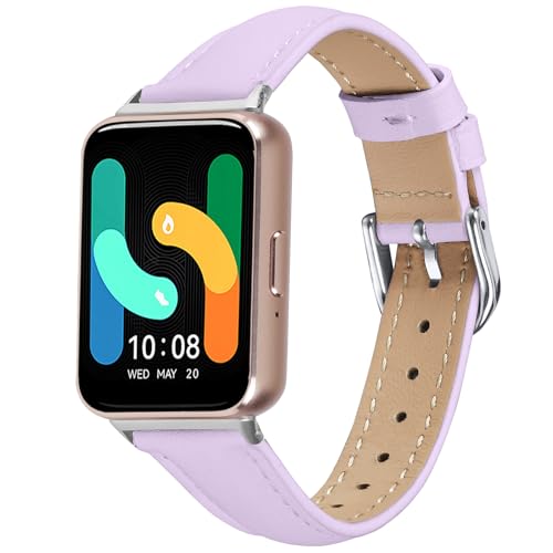 Passend für Samsung Galaxy Fit3 Uhrenarmbänder für Damen und Herren, stilvolles Leder-Ersatzband, Armband, Zubehör, passend für Samsung Galaxy Fit 3 (SM-R390) Smartwatch (lila) von hengkang
