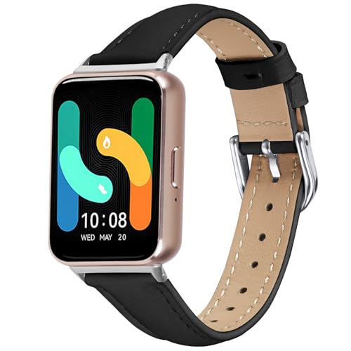Passend für Samsung Galaxy Fit3 Uhrenarmbänder für Damen und Herren, stilvolles Leder-Ersatzband, Armband, Zubehör, passend für Samsung Galaxy Fit 3 (SM-R390) Smartwatch (schwarz) von hengkang