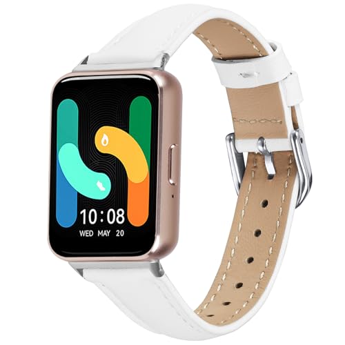 Passend für Samsung Galaxy Fit3 Uhrenarmbänder für Damen und Herren, stilvolles Leder-Ersatzband, Armband, Zubehör, passend für Samsung Galaxy Fit 3 (SM-R390) Smartwatch (weiß) von hengkang