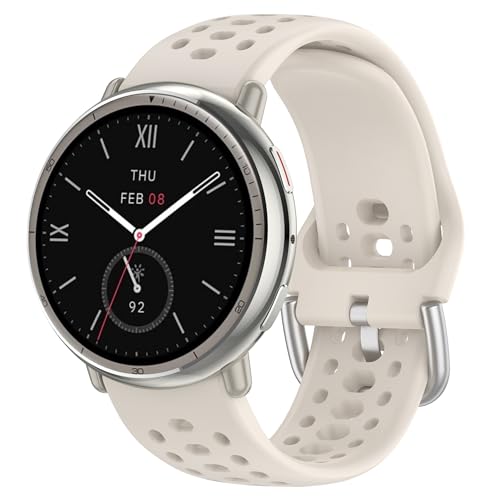 hengkang Passend für Amazfit Active 2 Uhrenarmbänder, Damen und Herren, verstellbare, weiche Sportarmbänder, Silikon-Ersatzbänder, passend für Amazfit Active 2 A2437 Smartwatch (Apricot) von hengkang