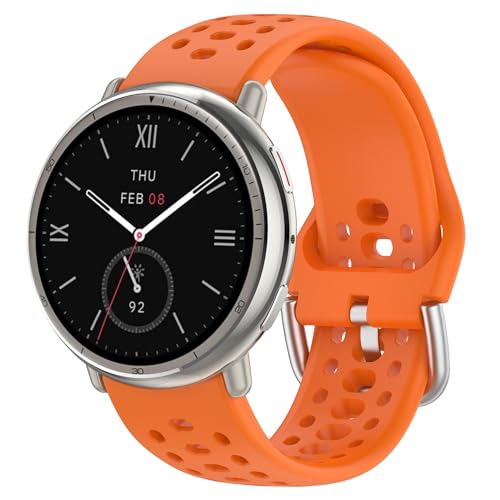 hengkang Passend für Amazfit Active 2 Uhrenarmbänder, Damen und Herren, verstellbare, weiche Sportarmbänder aus Silikon, Ersatzbänder für Amazfit Active 2 A2437 Smartwatch (Orange) von hengkang