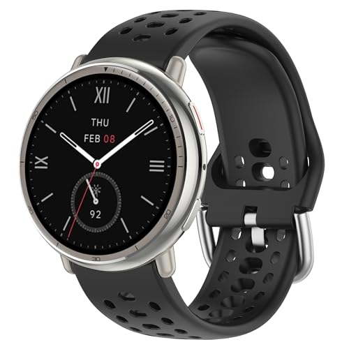 hengkang Passend für Amazfit Active 2 Uhrenarmbänder, Damen und Herren, verstellbare Sportarmbänder aus weichem Silikon, Ersatzbänder passend für Amazfit Active 2 A2437 Smartwatch (schwarz) von hengkang