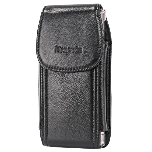 Hengwin Handy-Holster aus echtem Leder, passend für iPhone 16 Pro Max 15 Pro Max 14 Pro Max 13 Pro Max Samsung Galaxy A15 S25 Plus S24+ S23+ Holster mit Gürtelclip Handytasche Gürtelhalter (schwarz) von hengwin