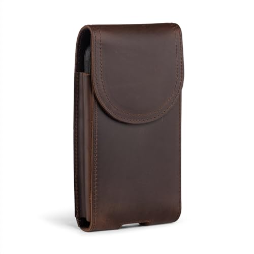 Hengwin Leder-Handy-Holster mit Gürtelclip, kompatibel mit iPhone 15 Pro Max 15 Plus 14 Pro Max 14 Plus 13 Pro Max 12 Pro Max Samsung A55 A15 A25 A14 A54 A53 S23 Ultra Note9 (Kaffee) von Hengwin