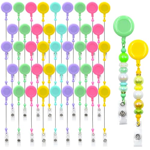 100 Stück Perlen-Bastel-Set, blanko mit Perlen, einziehbare Abzeichenrolle mit Gürtelclip für Ausweis, Namen, DIY, Geschenk, Perlenartikel für Krankenschwestern, Lehrer, Studenten, Büro, Arbeiter 100 Stück Perlen-Bastel-Set, blanko mit Perlen, einziehbare Abzeichenrolle mit Gürtelclip für Ausweis, Namen, DIY, Geschenk, Perlenartikel für Krankenschwestern, Lehrer, Studenten, Büro, Arbeiter von hesong