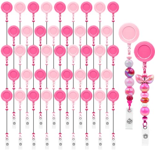 50 x Perlen-Bastel-Set, blanko mit Perlen, einziehbare Abzeichenrolle mit Gürtelclip für Ausweis, Namen, DIY, Geschenk, Perlenartikel für Krankenschwestern, Lehrer, Studenten, Büro, Arbeiter (Rosa) 50 x Perlen-Bastel-Set, blanko mit Perlen, einziehbare Abzeichenrolle mit Gürtelclip für Ausweis, Namen, DIY, Geschenk, Perlenartikel für Krankenschwestern, Lehrer, Studenten, Büro, Arbeiter (Rosa) von hesong