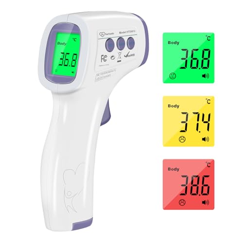 Fieberthermometer Kontaktlos Infrarot Stirnthermometer für Baby Erwachsene Kinder, Digital Thermometer Fieber mit Genaue Ablesungen, Fieberalarm, LCD Anzeige, 50 Speicherfunktion von hetaida