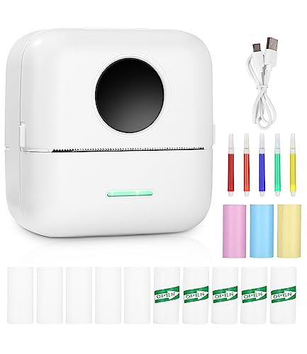 Mini Drucker,Tragbarer Mini Fotodrucker,Wireless Fotodrucker Thermodrucker mit 13 Rollen Druckerpapie und 5 Buntstifte,Smartphone Bluetooth Drucker mit Android,iOS,für Liste,Notizen,Journal,Reise Mini Drucker,Tragbarer Mini Fotodrucker,Wireless Fotodrucker Thermodrucker mit 13 Rollen Druckerpapie und 5 Buntstifte,Smartphone Bluetooth Drucker mit Android,iOS,für Liste,Notizen,Journal,Reise von heuchaey