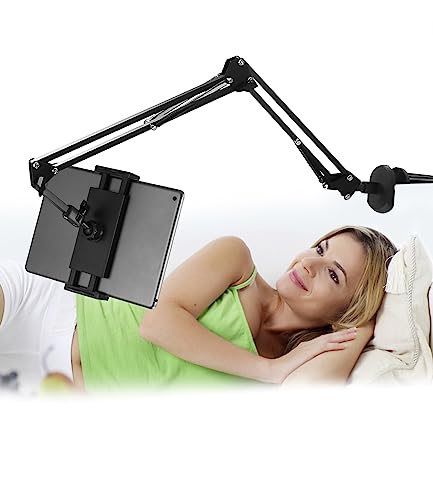 Tablet Halterung Bett 360°Drehbarer Tablet Ständer für Bett Flexibler Verstellbarer Lang Arm Handyhalterung Tablet Halter für iPad,Tablets,Telefone oder Andere Geräte mit 4 bis 13 Zoll Bildschirm von heuchaey