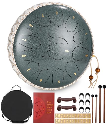 Zungentrommel,12 Zoll 13 Tone Steel Tongue Drum C-Dur Percussion Kit mit Trommelschlägeln,Spezielle Tragetasche,Fingerpolstern,Tonaufklebern,gratis Liederbuch Handtrommel für Kinder und Erwachsene Zungentrommel,12 Zoll 13 Tone Steel Tongue Drum C-Dur Percussion Kit mit Trommelschlägeln,Spezielle Tragetasche,Fingerpolstern,Tonaufklebern,gratis Liederbuch Handtrommel für Kinder und Erwachsene von heuchaey