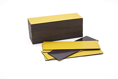 magnetische Etiketten 30x100mm, gelb, 50 Stück - Magnetische Lageretiketten Vorratspackung, magnetische Etiketten beschriftbar, Magnetstreifen von hf hajo - fix Magnet- | Klebe- | Schneideprodukte
