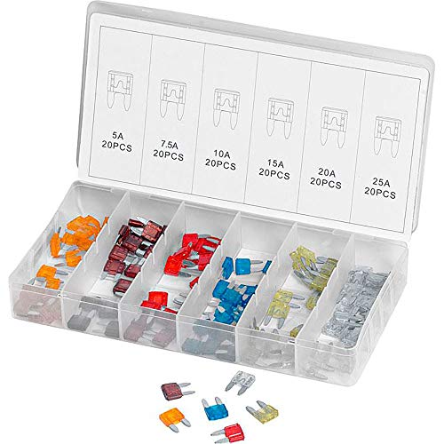 Hi-Q Tools Mini-Flachsicherungen 120er-Set - 5-25A - Sortierkasten neutral von hi-Q Tools