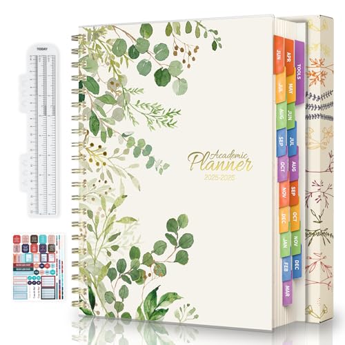 hi!SCI Akademischer Monats-/Wochen-/Tagesplaner für die Schule, 19 Monate, 25–26 Planungsbuch mit bunten Tabs, 21,6 x 27,9 cm, Organizer für Schüler, Lehrer (Grün) von hi!SCI