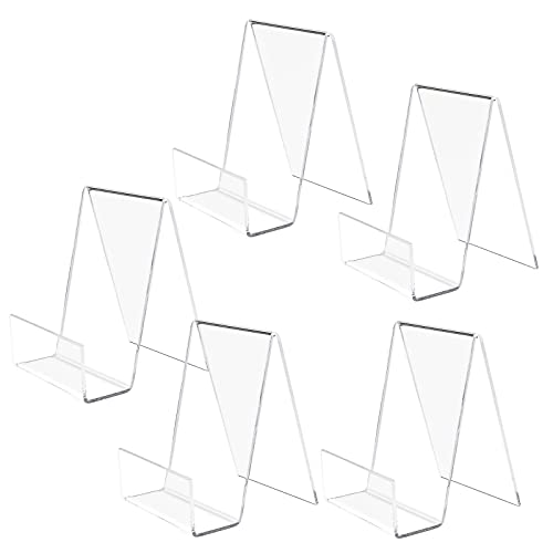 Hicoosee Buchständer aus transparentem Acryl, 5 Stück, transparenter Buchständer zum Ausstellen von Büchern, Notebooks, Bilderalben, Menü, Zeitschrift von hicoosee