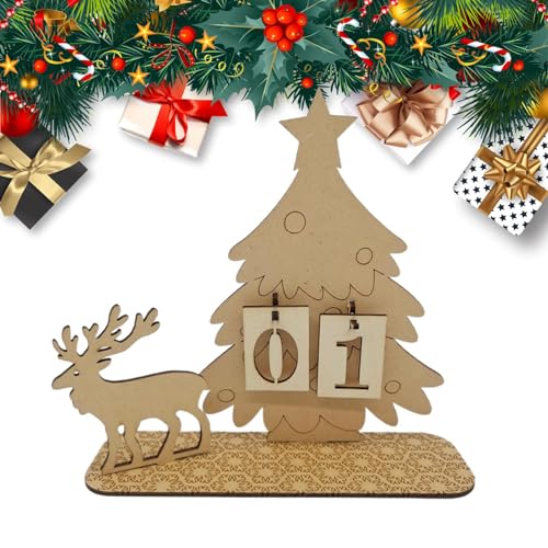 Holz Adventskalender Weihnachten Holz Adventskalender 2023 Desktop Dekor Nachhaltig Countdown Kalender Deko Weihnachten Ornamente für Weihnachten Party Geschenk Higyee von higyee