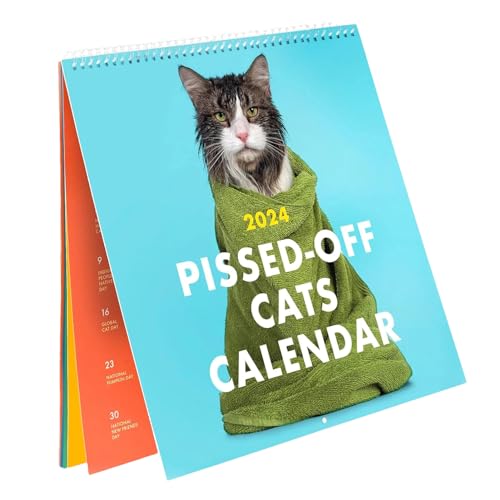 higyee Lustige Katze Wandkalender - Kalender 2024 Nervenkatzen | Kreative Kalender Wütende Katze Lustige Wandkunst Kalender für Katzenliebhaber von higyee