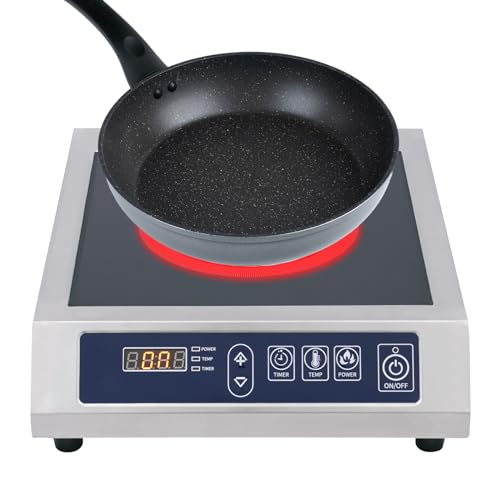 3500W Induktionskochplatte Einzel Induktion Kochfeld, 60-300℃ Herdplatte Edelstahl, Anwendbarer Topfboden-Durchmesser 12-30cm von hinnhonay