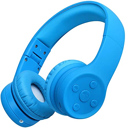 hisonic Kinder Bluetooth Kopfhörer, kinderkopfhörer Bluetooth mit Laustärkebegrenzung Gehörschutz & Musik-Sharing-Funktion, eingebautes Mikrofon für Junge und Mädchen ab 3 Jahre. (Blau 01) von hisonic