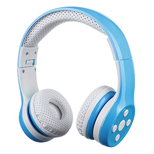 hisonic Kinder Kopfhörer Bluetooth, Bluetooth Kinderkopfhörer Leicht Tragbare Headset mit Laustärkebegrenzung Verstellbare,Eingebautes Mikrophon und Zwei Anschlüssen zum Teilen. (Blau) von hisonic