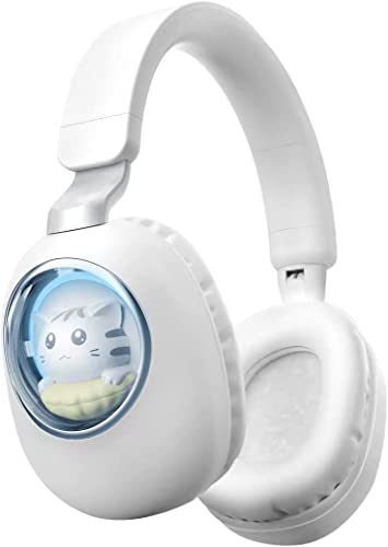 hisonic Kopfhörer Kinder mit Lichter, 3D Katze Bluetooth Kinderkopfhörer für Mädchen und Jungen ab 3 Jahre. (weiß) von hisonic