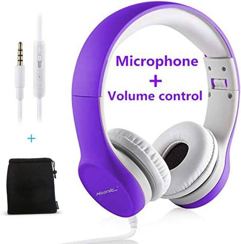 hisonic mit Laustärkebegrenzung, Musik-Sharing-Funktion, Mikrofon Verstellbare Kinder-Kopfhörer (Leicht und weich, ausgestattet mit komfortablen Ohrenpads. Ideal für Kinder im Alter von 2 bis 8 Jahren, bietet diese Kopfhörer die perfekte Passform., Kopfhörer für Kinder Laustärkebegrenzung) von hisonic