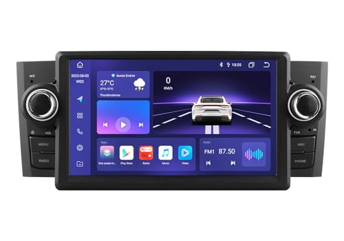 Android 12 7-Zoll-Autoradio für FIAT Grande Punto Linea 2007–2012, mit 4GB & 32GB Speicher, unterstützt kabelloses Carplay/Android Auto, Lenkradsteuerung, WLAN/4G, Kameraeingänge vorne/hinten, AM/FM von hizpo