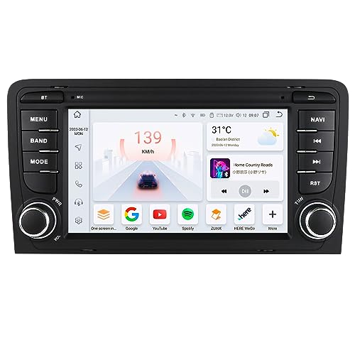 Android 12 Autoradio 7 Zoll Touchscreen 8-Kern Für Audi A3 S3 RS3 2003-2012 WiFi CarPlay/Android Auto Bluetooth DAB+ OBD2 RDS OPS SWC DSP (A3) von hizpo