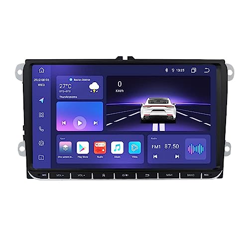 Android 12 Autoradio 9 Zoll Touchscreen 8-Kern Für VW Golf 5/6 T5 Touran Polo Sharan Passat Tiguan SEAT WiFi CarPlay/Android Auto Bluetooth 4G LTE RDS OPS SWC DSP (4GB+32GB) von hizpo