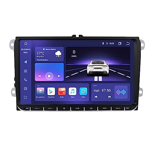 Android 13 Autoradio 9 Zoll Touchscreen 8-Kern Für VW Golf 5/6 T5 Touran Polo Sharan Passat Tiguan SEAT WiFi CarPlay/Android Auto Bluetooth 4G LTE RDS OPS SWC DSP (4GB+32GB) von hizpo