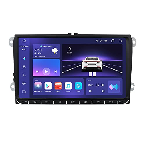 Android 12 Autoradio 9 Zoll Touchscreen 8-Kern Für VW Golf 5/6 T5 Touran Polo Sharan Passat Tiguan SEAT WiFi CarPlay/Android Auto Bluetooth 4G LTE RDS OPS SWC DSP (8GB+128GB) von hizpo
