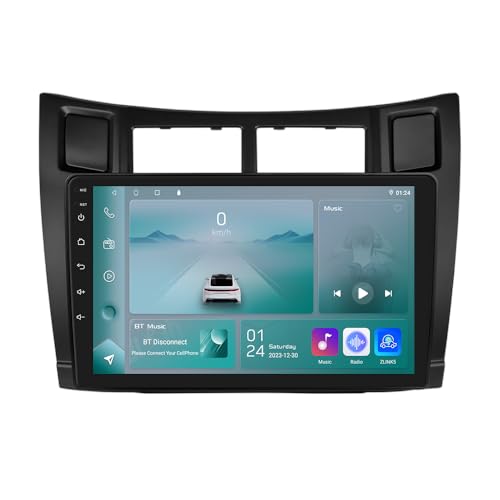 Android 13 9-Zoll-Autoradio für Toyota Yaris 2005-2012 4-Kern 2GB & 64GB Speicher, unterstützt kabelloses Carplay/Android Auto, Lenkradsteuerung, WLAN/4G, AM/FM von hizpo