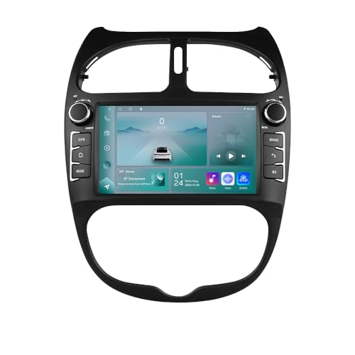 Android 13 Autoradio 7 Zoll Touchscreen 4-Kern Für Peugeot 206 206cc 2000-2008 WiFi CarPlay/Android Auto Bluetooth 4G SWC GPS RDS 2GB+32GB von hizpo