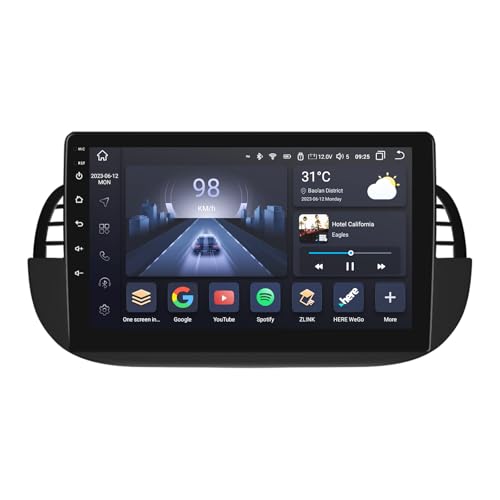 hizpo 9 Zoll Touchscreen Autoradio Kompatibel mit FIAT 500 2007-2014 mit Carplay/Android Auto 8-Core-UPC 4+32GB Dab Autoradio Adapter WiFi 4G Mirror Link (Schwarz) von hizpo